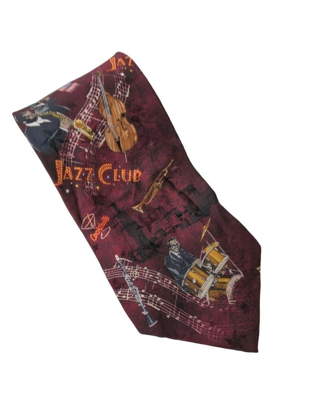 Americana Series Jazz Music Saxophone Trumpet Silk Necktie